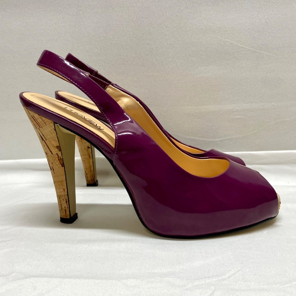 Women's High Heel Shoes 7M Purple Patent Leather Sizzle Sling Back 4" Heels NWT